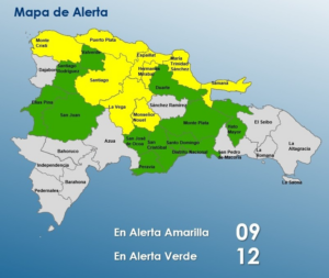 COE mantiene 19 provincias y el Distrito Nacional en alerta por vaguada