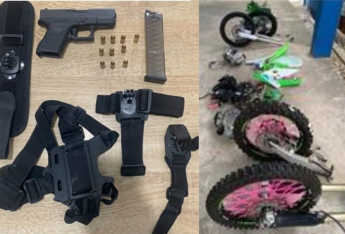 Policía ocupa pistola ilegal y piezas de motocicletas durante allanamiento en Barahona