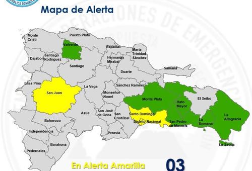 COE mantiene nueve provincias bajo alerta por lluvias asociadas a vaguada