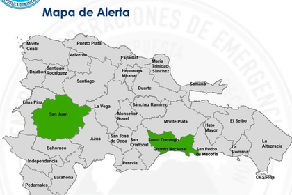 COE mantiene alerta verde para Santo Domingo, el Distrito Nacional y San Juan