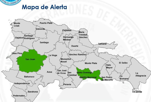 COE mantiene alerta verde para Santo Domingo, el Distrito Nacional y San Juan